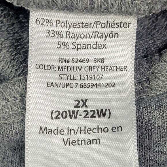 Terra & Sky Gray Long Sleeve Light Sweatshirt Size 2X (20W-22W) - Picture 3 of 5